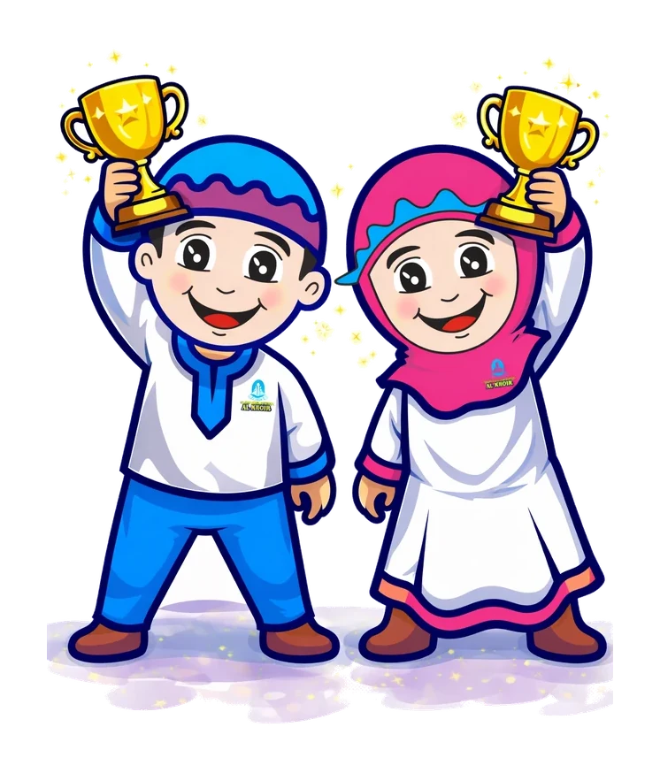 Anak-anak meraih prestasi membawa piala